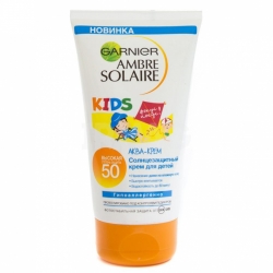 Средство для загара Детский солнцезащитный водостойкий крем  SPF 50 Ambre Solaire Kids Garnier 150 мл